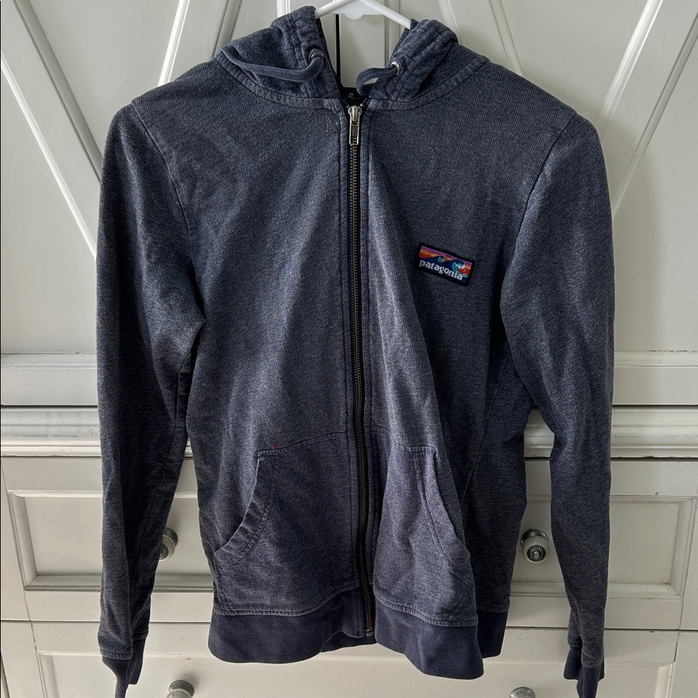 Patagonia Navy Full-Zip Hoodie with Logo Patch